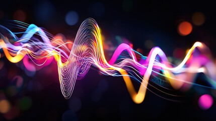 Leinwandbilder - Vibrant Flowing Light Waves Abstract Background Design