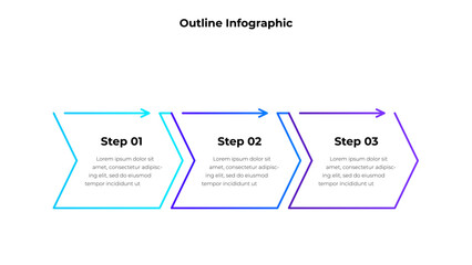 Poster - Three horizontal line arrows with text. Concept of 3 options of business development process. Infographic elements