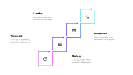 Poster - Vector outline stairs with 4 options. Growth infographics for business concept. Can be used for presentations banner, workflow layout, process diagram or infograph.