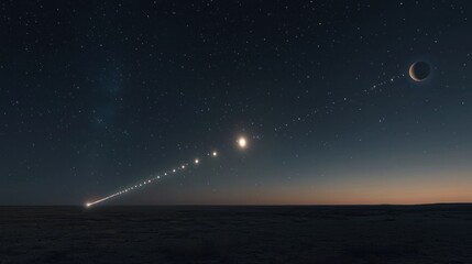 Wall Mural - Celestial Alignment: A Breathtaking Night Sky Panorama