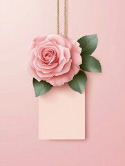 Sticker - Paper sticker and pink roses, flower shop decor.