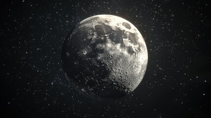 Wall Mural - Majestic Moon: A Celestial Portrait in the Starry Night