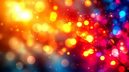 Wall Mural - Colorful bokeh lights, festive glow, sparkling background. Perfect for celebration, holiday, and abstract themes, vibrant and magical.