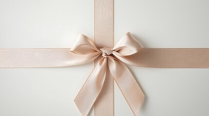 Wall Mural - Peach ribbon bow tied on white background for gift wrapping or decor