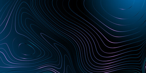 Wall Mural - Dark background with glowing lines forming a topographic map pattern for web design, covers, presentations