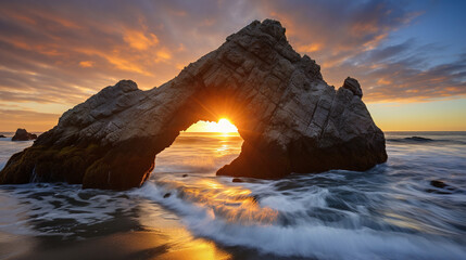 Sticker - Sunset Arch Rock Beach Scene