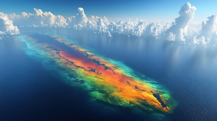 Sticker - Aerial view of vibrant coral reef in ocean.