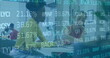 © vectorfusionart - Image of financial data processing over diverse business people in office