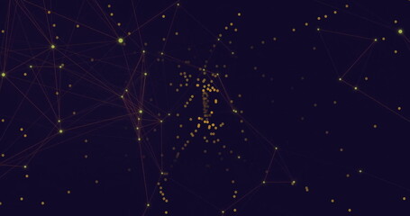 Wall Mural - image of network of connections with light spots on black background