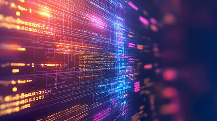Abstract digital code streaming, futuristic technology background