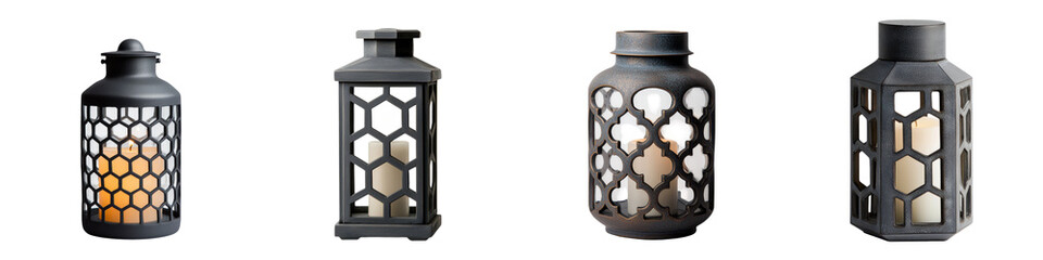 Sticker - Assortment of Decorative Lanterns with Flickering Candles Creating a Cozy Inviting Ambiance Perfect for Holiday Gatherings Festive Parties or Intimate Outdoor Dining