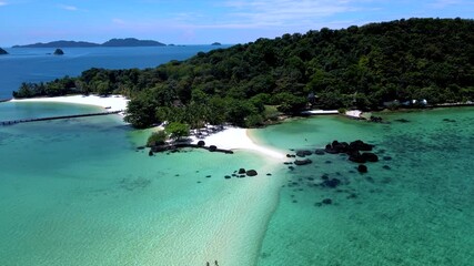 Wall Mural - Discover the tranquil shores and crystal clear waters of Koh Mak, an enchanting island in Thailand. Stroll along pristine beaches, embracing nature charm and peaceful vibes.