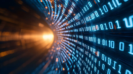Data flow visualization digital realm abstract graphic high-tech environment perspective view information concept