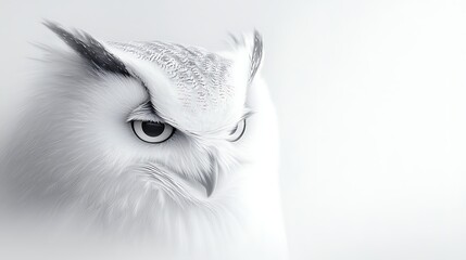 Wall Mural - Majestic snowy owl portrait, intense gaze, soft background, wildlife nature