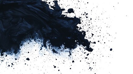 Wall Mural - A black ink splatter on a white background, creating a striking contrast and an artistic effect.