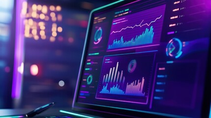 Closeup of a Laptop Screen Displaying Data Visualization