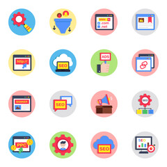 Canvas Print - Set of Seo Flat Icons