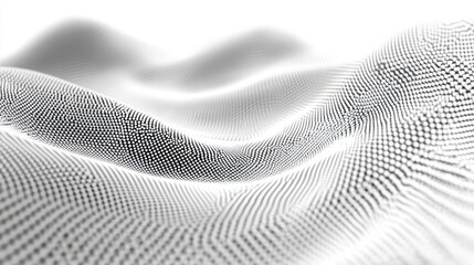 Dotted particles wave flow vector abstract technology and science background, big data flow, nanotechnology theme, beautiful abstraction design dots array cluster in wavy motion.