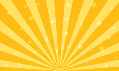 magic circus poster. sunlight horizontal background. orange color burst background with shining star