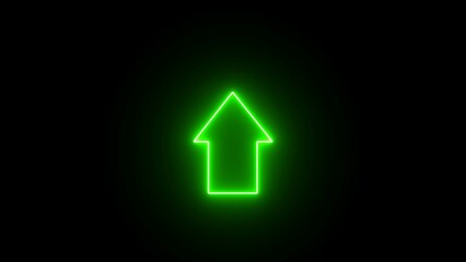 Wall Mural - Green color up arrow direction icon illumination. abstract arrow icon. Glowing neon up direction arrow icon illumination.