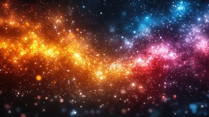 Wall Mural - Vibrant cosmic scene filled with colorful stars and glowing particles in a dark universe backdrop