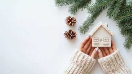 Sticker - christmas tree and house