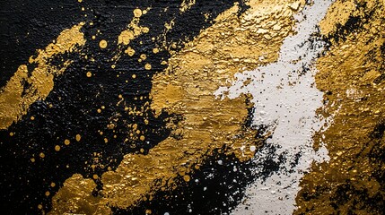 Gold, black, white abstract painted background texture design for art, decor