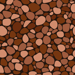 Wall Mural - cobblestone mosaic seamless pattern, brown stone texture. vector abstract repeat background