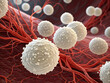 © winnie - Macro image of many white blood cells created using AI