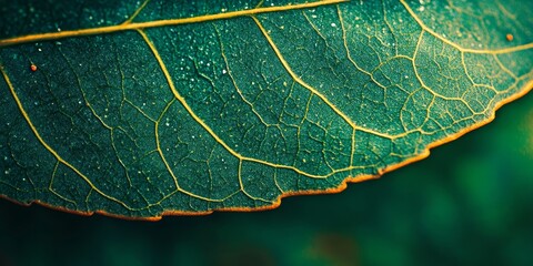 Aufkleber - Close up background image showcasing the intricate details of a tree leaf, highlighting the natural textures and vibrant colors found in this stunning tree leaf.