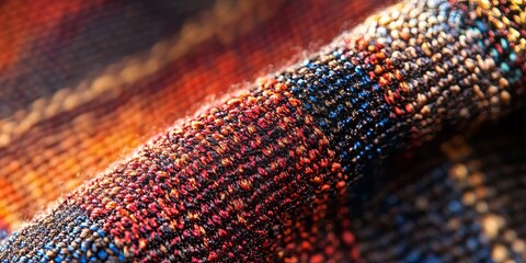 Poster - Textile texture in macro view showcases intricate patterns and details. This macro textile texture highlights the unique characteristics and visual appeal of fabric design.