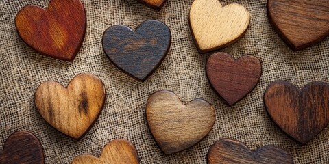 Aufkleber - Rustic wooden hearts create a charming and warm aesthetic, perfect for greeting cards. These wooden hearts in a rustic style add a unique touch to any greeting card design.
