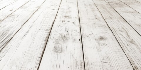 Poster - Abstract vintage texture of white wood flooring creates a unique background. This white wood flooring presents an appealing aesthetic with its distinct abstract vintage texture.