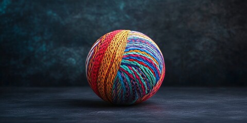 Aufkleber - Vibrant cloth ball displayed on a dark background, showcasing the intricate textures and colors, the colorful cloth ball captures attention with its unique design and aesthetic appeal.