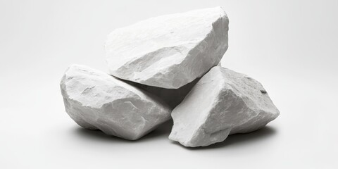 Leinwandbilder - White stone displayed on a white background, featuring a clipping path for decorative design purposes and creative applications, emphasizing the versatility of white stone in various projects.