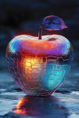 Wall Mural - enthralling iridescent apple, a digital masterpiece