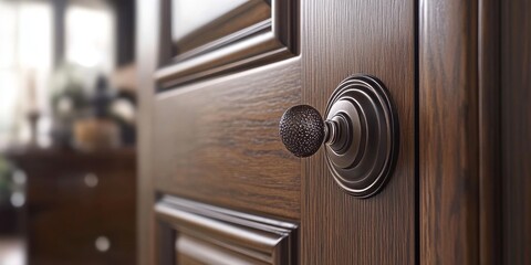 Poster - The door features a stunning design with a rich brown wood grain color, showcasing the beauty of brown wood grain in its elegant style and craftsmanship throughout.