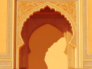 Wall Mural - Ornate Archway with Intricate Golden Detailing and Shadow