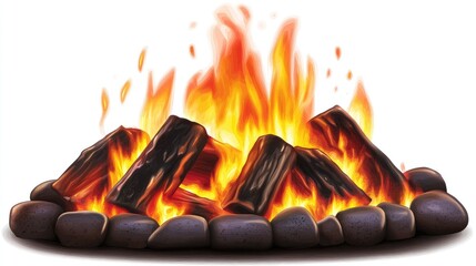 Wall Mural - fire burning in a fireplace