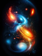 Aufkleber - Colorful galaxy featuring swirling nebulae and glowing celestial bodies in a cosmic landscape. Generative AI