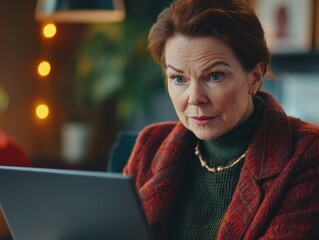 Wall Mural - Busy Woman Engaged with Laptop