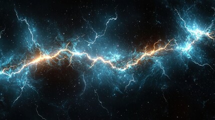Wall Mural - celestial energy stream: abstract cosmic lightning bolt in a starry night sky