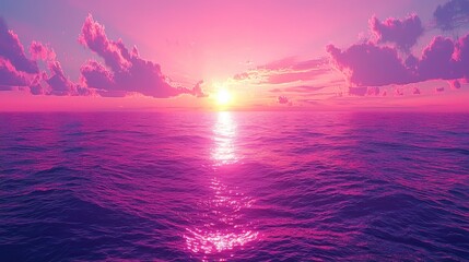 Poster - Pink and Purple Sunset over Calm Ocean Water