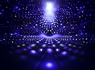 Aufkleber - Abstract background image featuring a mesmerizing bokeh effect.  Countless blue lights create a tunnel-like perspective, radiating from a central point of brilliance.