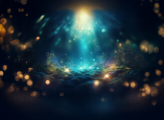 Poster - Abstract background image featuring bokeh lights and glowing ethereal landscape.  Soft, dreamy ambiance with a mystical feel.
