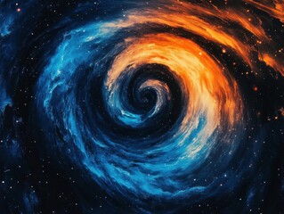 Wall Mural - ethereal cosmic nebula swirling with deep indigo, vibrant orange, and midnight black, creating a mys
