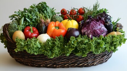 Wall Mural - various types of vegetables in a beautiful basket