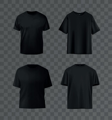 Wall Mural - Realistic black t-shirt set. No sleeve shirt template for designs.