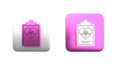 Canvas Print - Colorful Health insurance icon isolated on white background. Patient protection. Security, safety, protection, protect concept. Square button. 3D render illustration