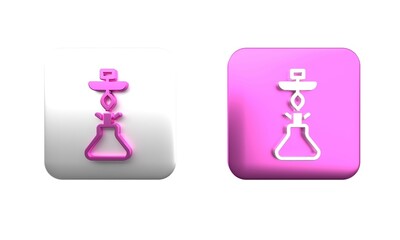 Sticker - Colorful Hookah icon isolated on white background. Square button. 3D render illustration